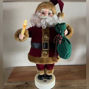 🎅 Vintage Mechanical 18” Santa Claus With Light Up Candle - Moves!